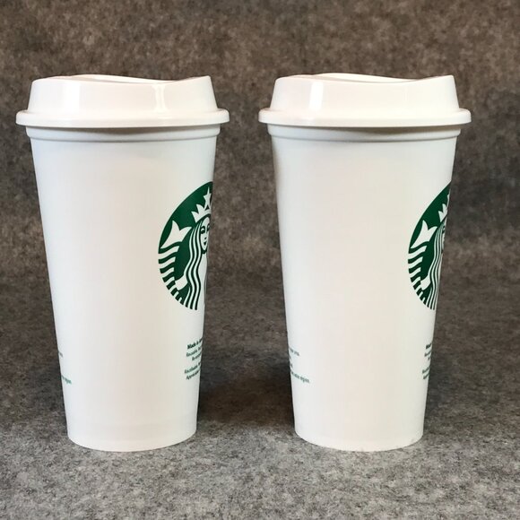 STARBUCKS Reusable Grande 16 OZ Plastic White Coffee Tea Hot Cups Mugs - Picture 3 of 10